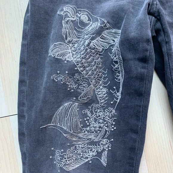Zara Embroidered Koi Fish Jeans - Picture 2 of 5